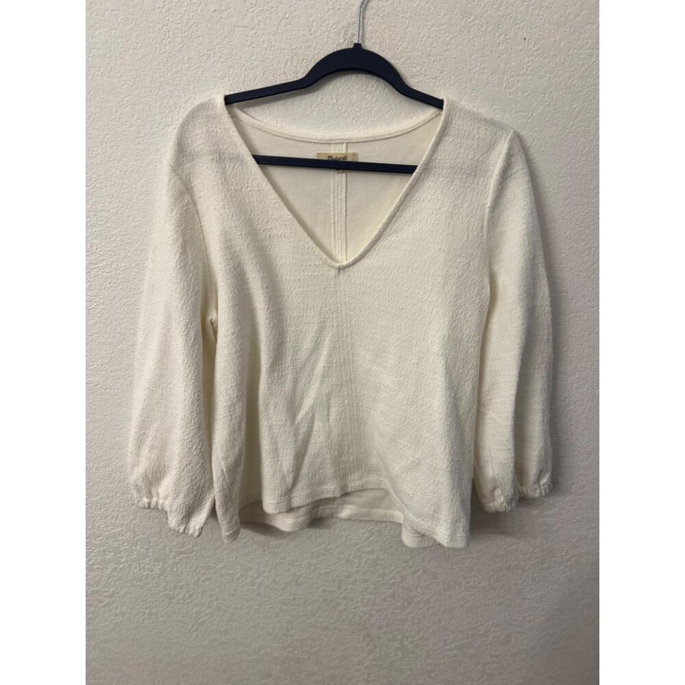 Madewell white terry pullover women shirt size large